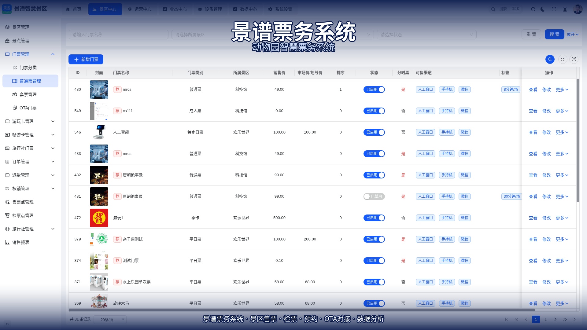 景谱票务系统多业态管理：动物园运营升级的数字化引擎