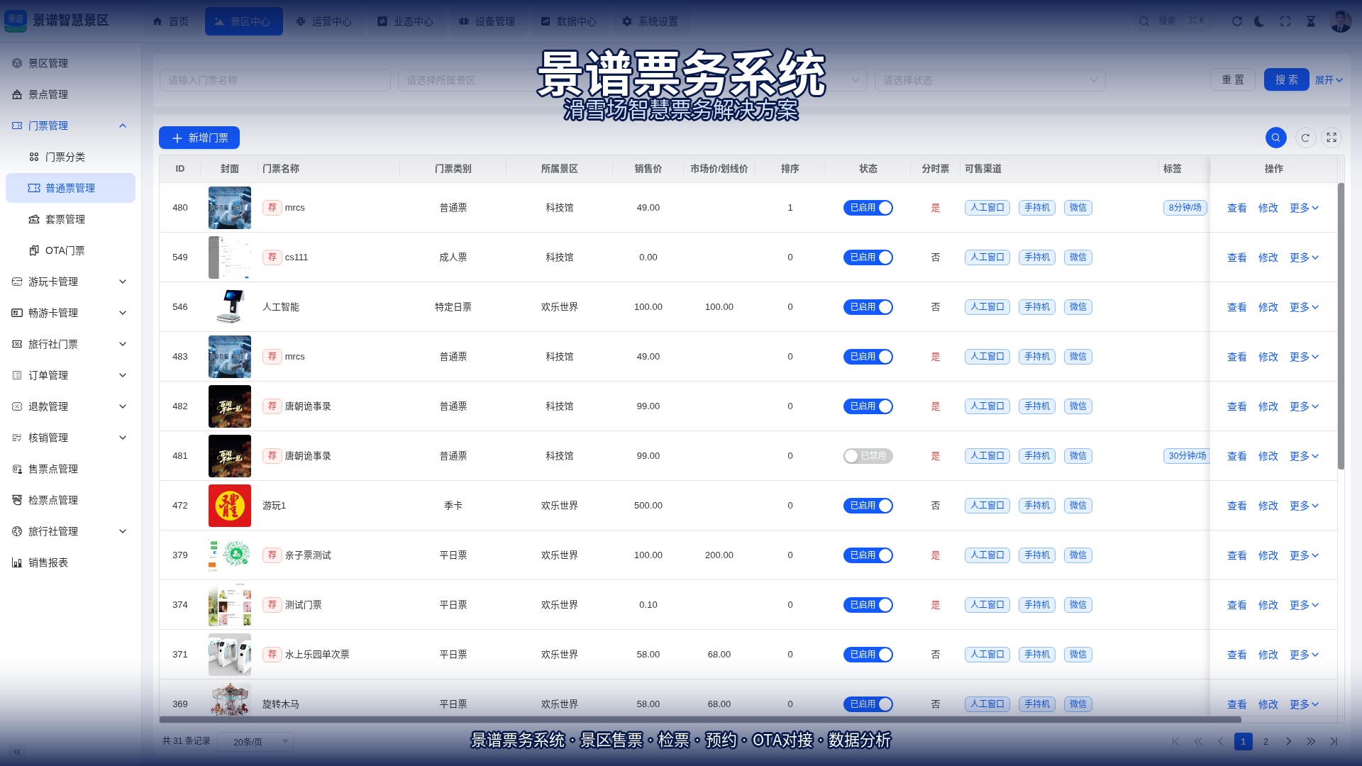 景谱票务系统数字化转型实践:滑雪场数字化转型一站式方案